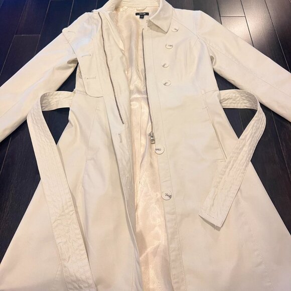 Jacob White & Cream Trench Coat (XS) - Picture 3 of 4